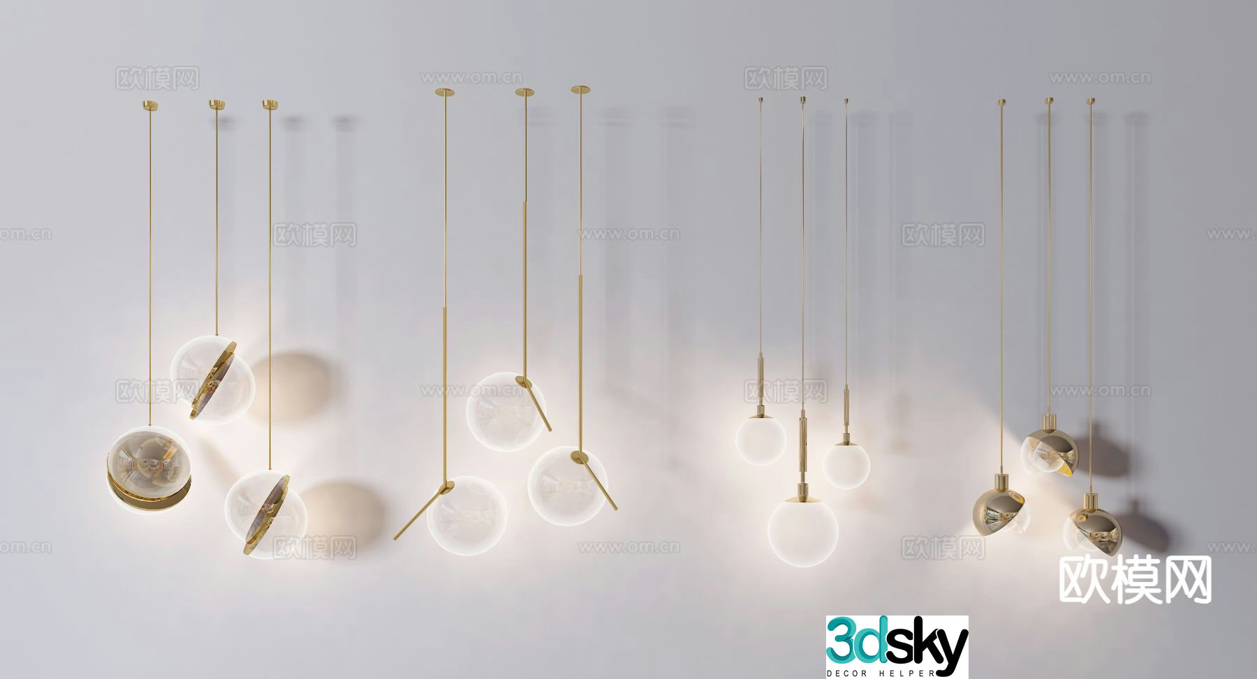 Light luxury glass chandelier 3d model