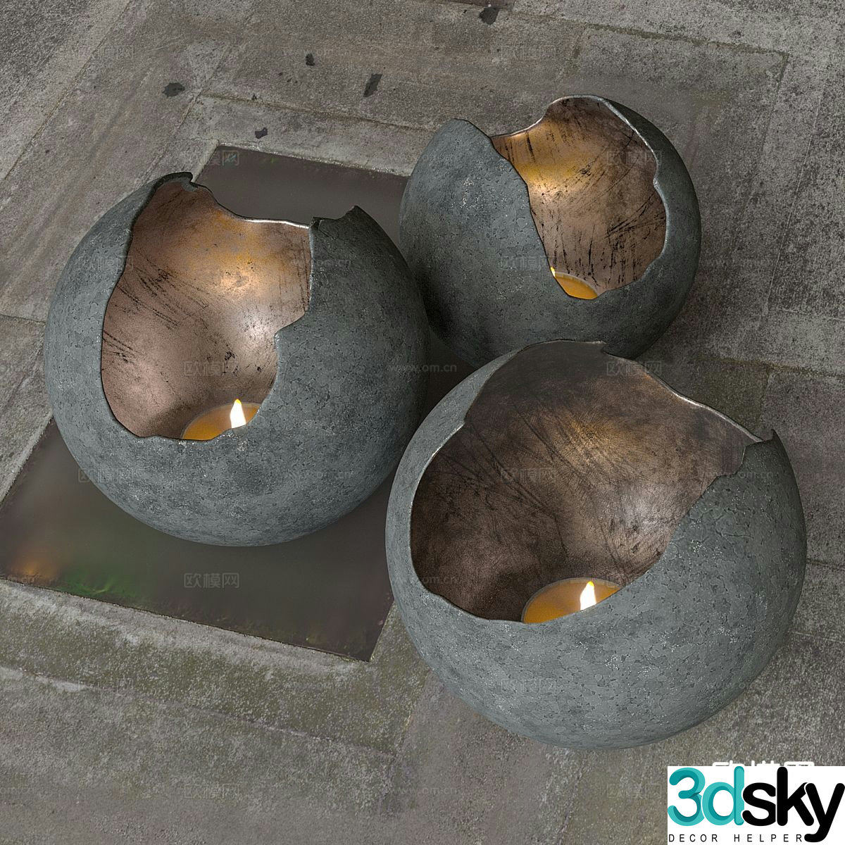 Industrial style eggshell candlestick lamp 3d model