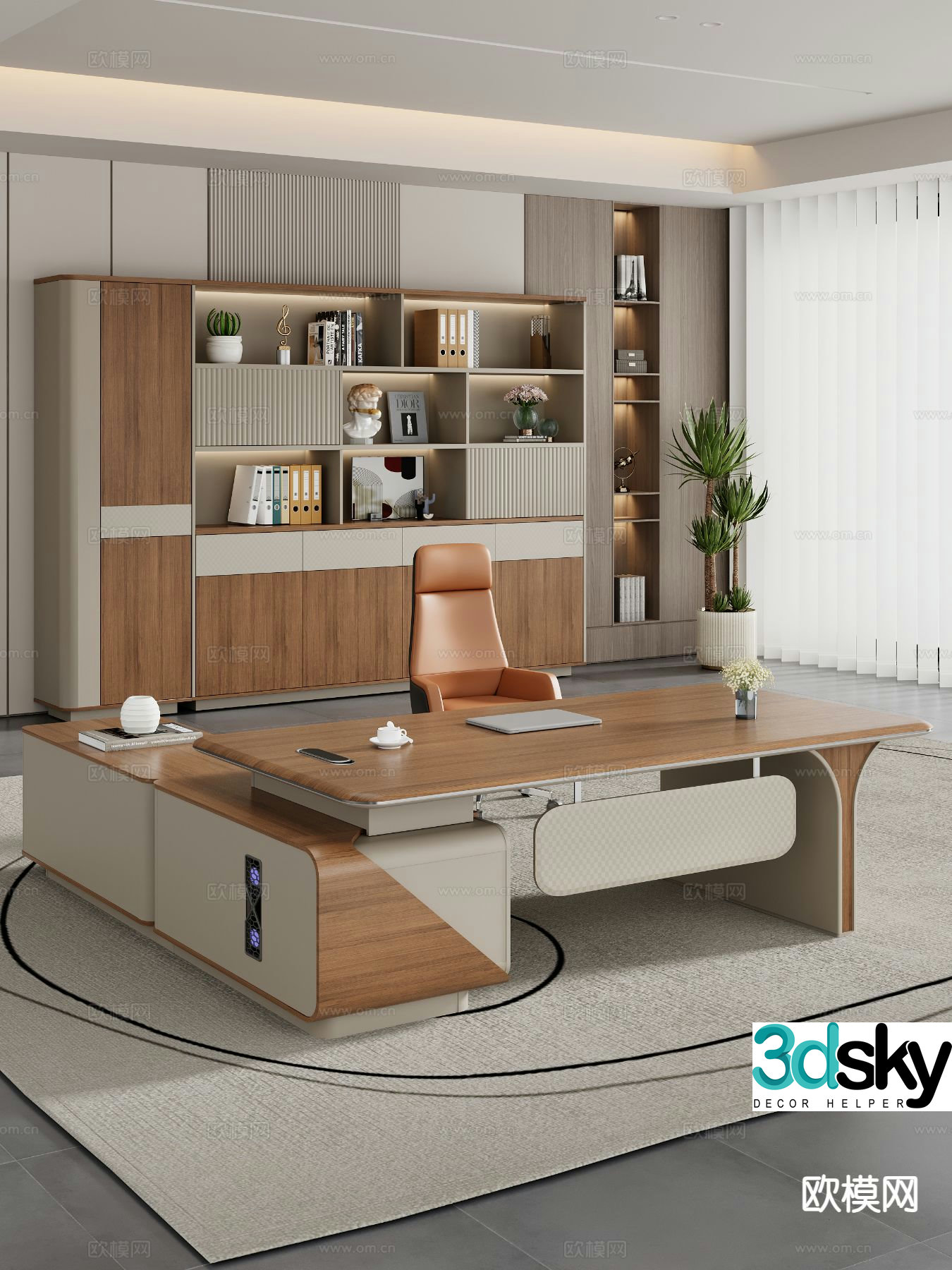 Modern desk table boss desk executive desk 3d model