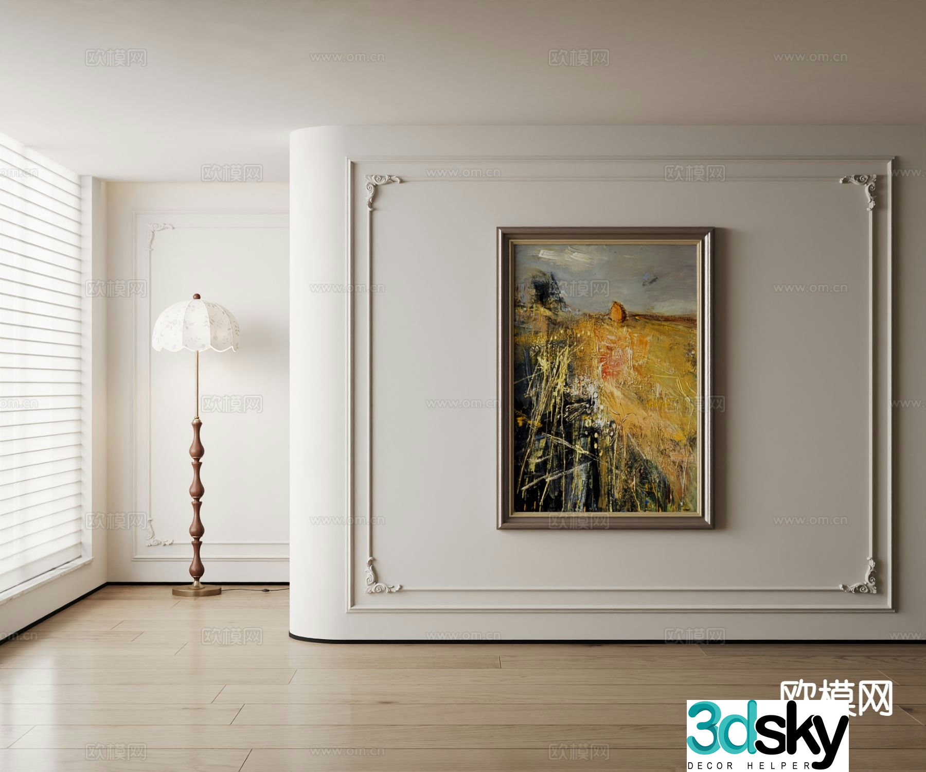 American decorative painting oil painting landscape painting 3d model