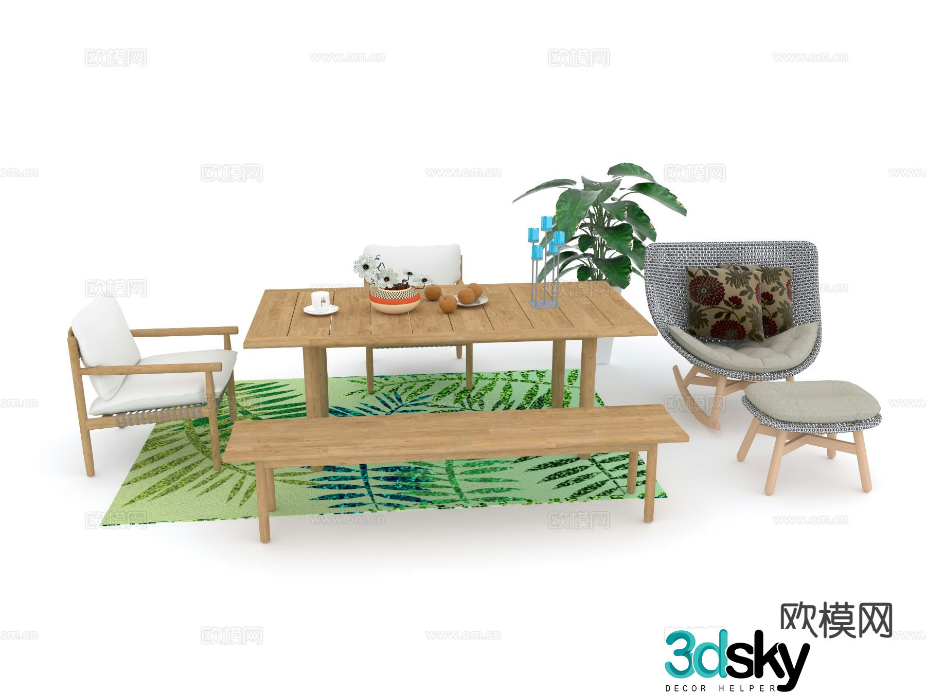 Modern outdoor tables and chairs patio tables and chairs 3d model