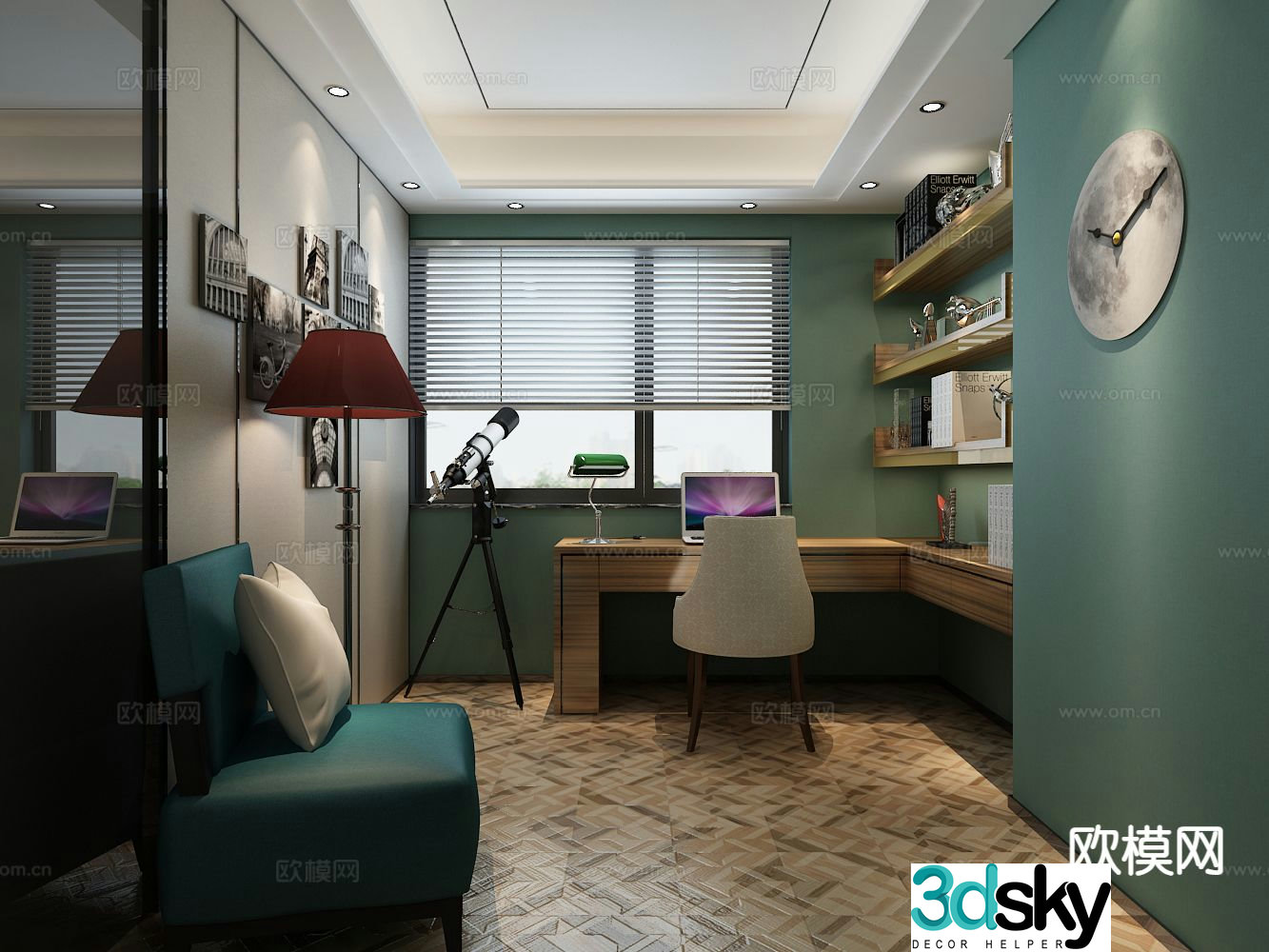 Modern study room 3d model