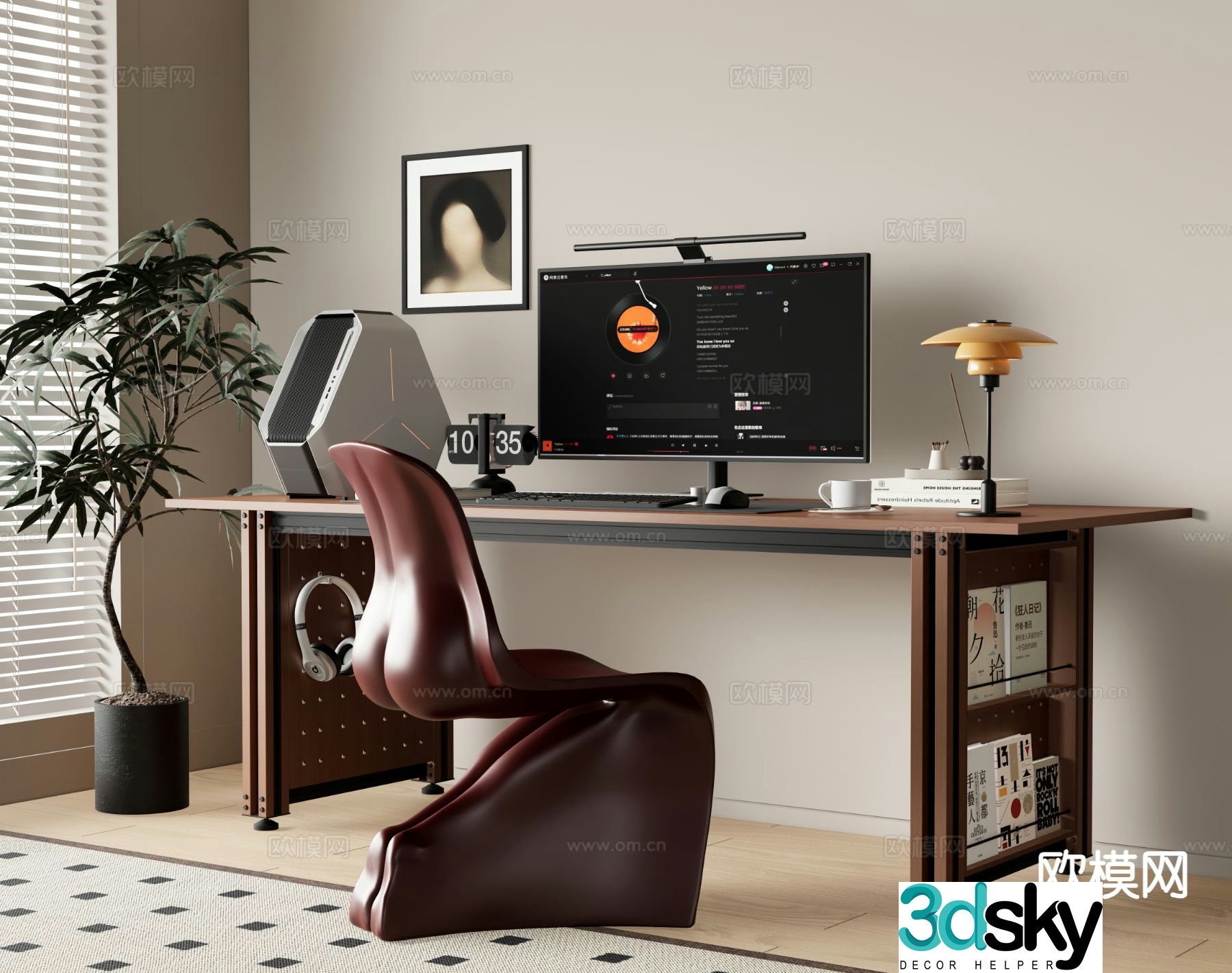 Medieval style desk desk 3d model