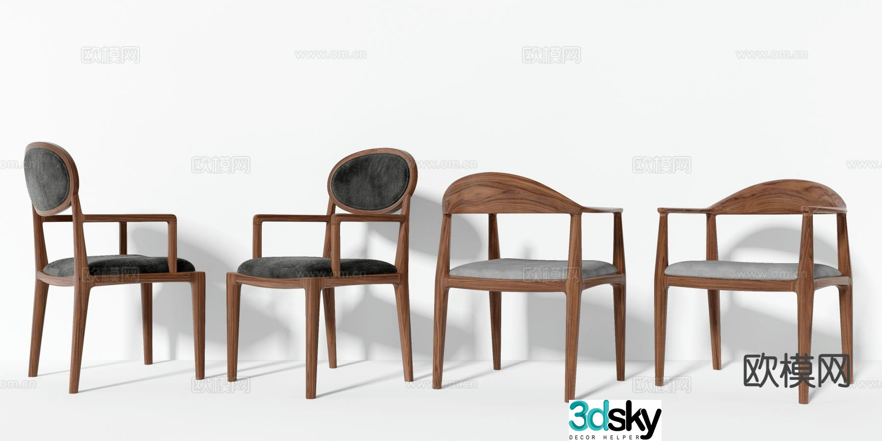 New Chinese style chair armchair wooden chair 3d model