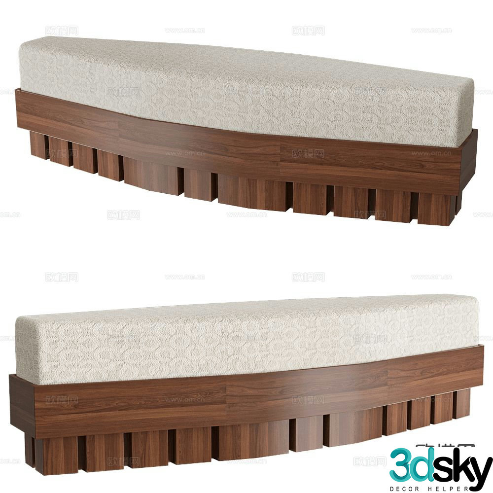 Modernature bench stool fabric stool 3d model