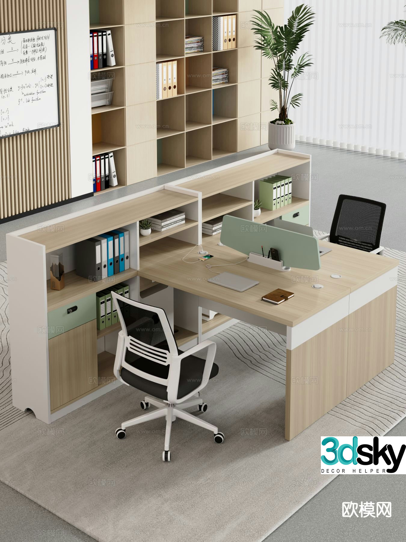 Modern desk staff desk staff desk 3d model