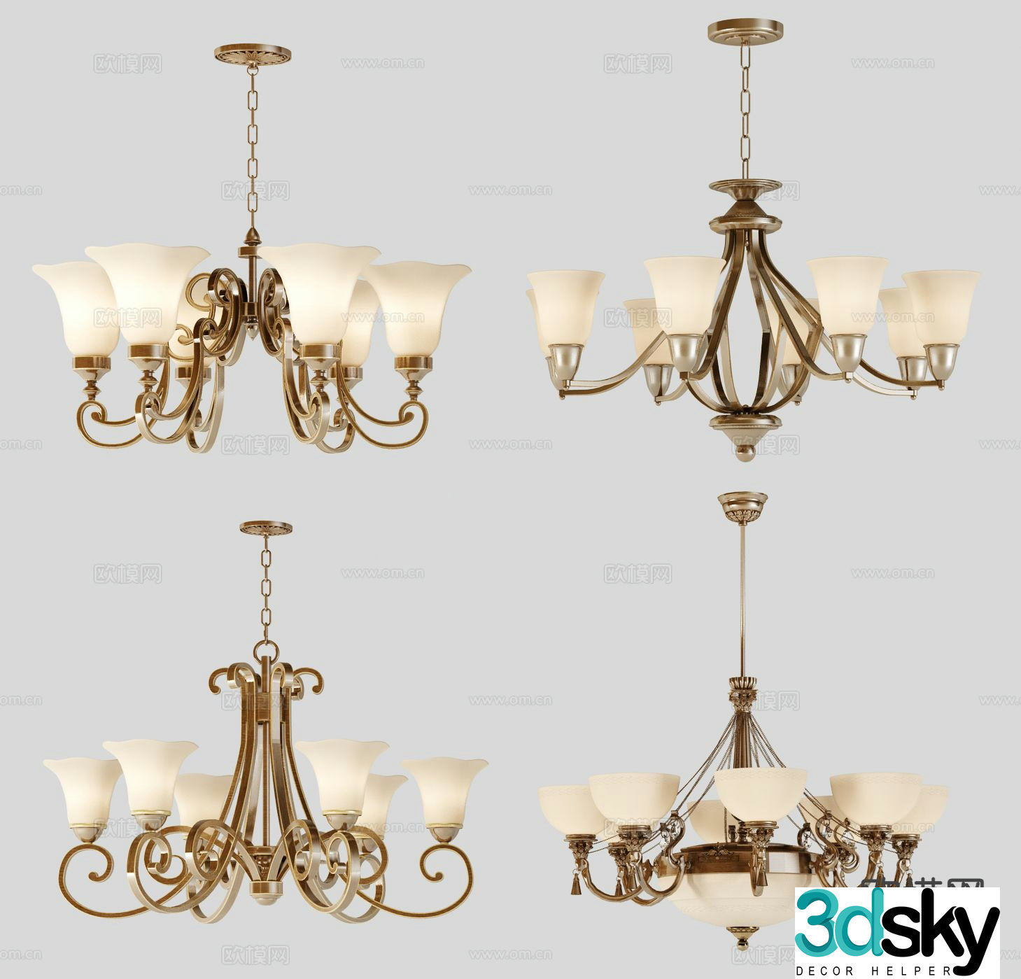 American chandelier multi-head chandelier 3d model