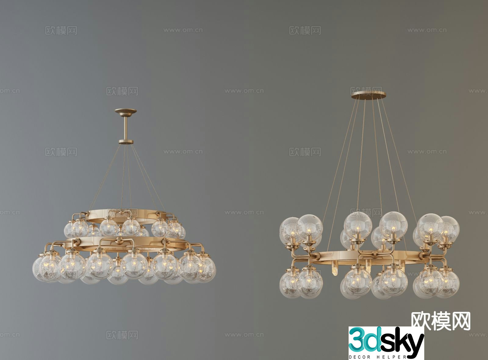 Modern metal chandelier multi-head chandelier 3d model