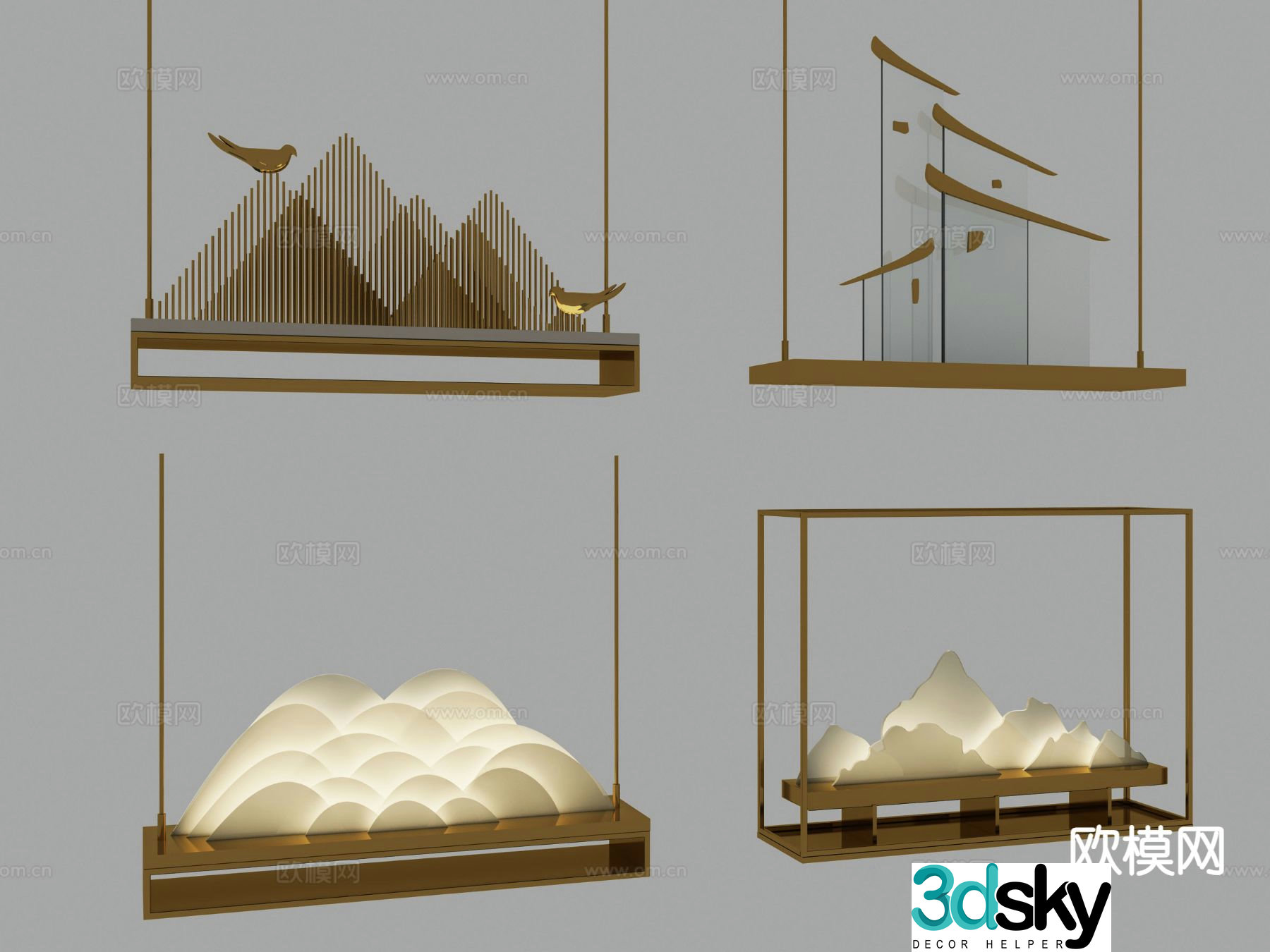 New Chinese style chandelier Zen chandelier 3d model