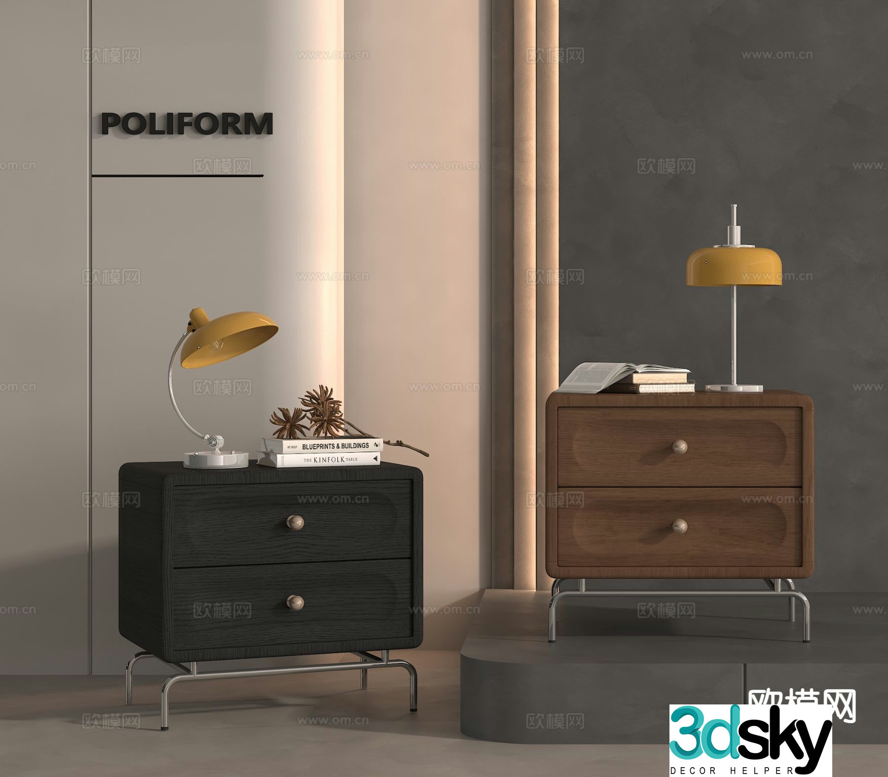 Modern bedside table 3d model