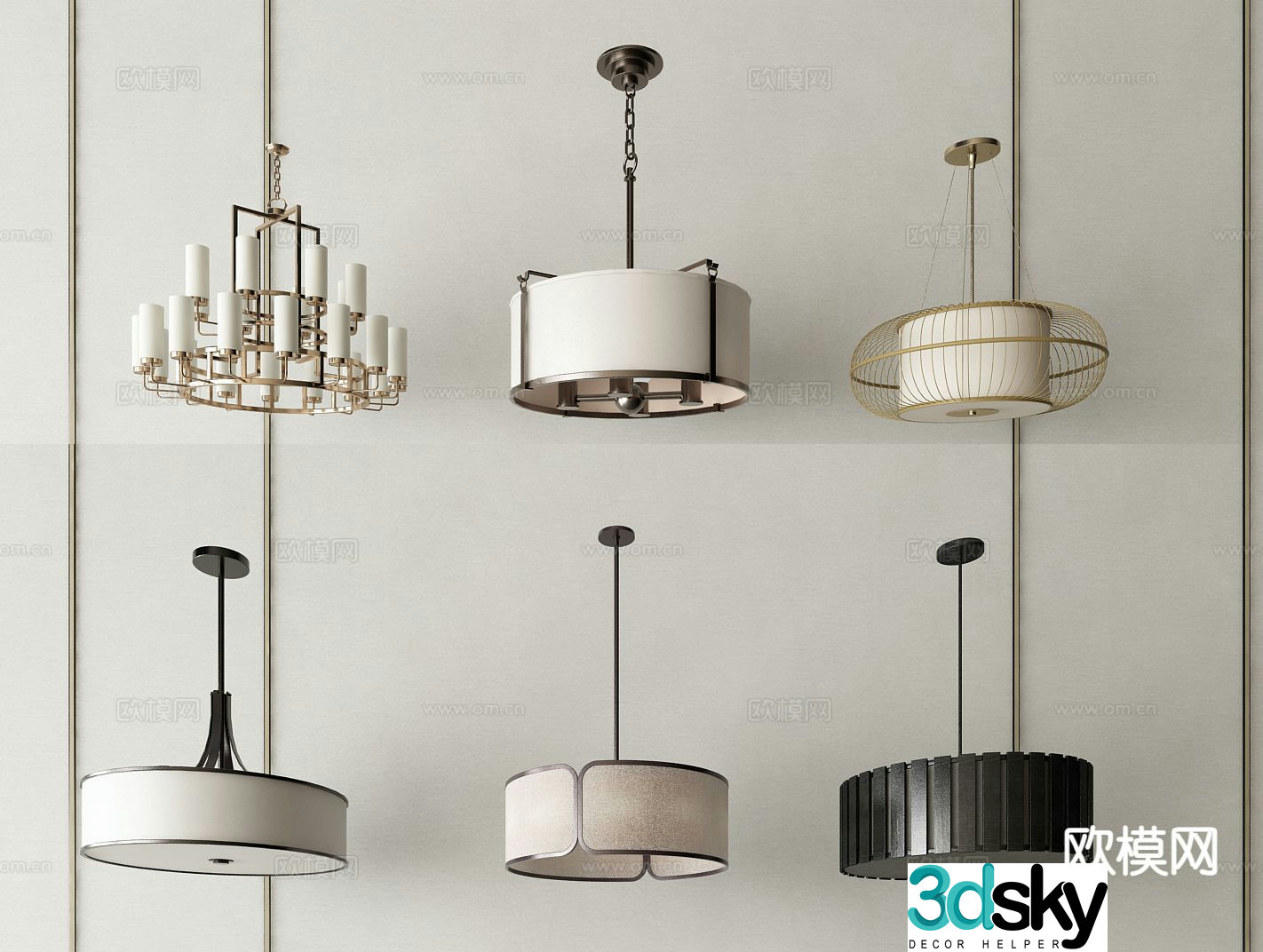 New Chinese style chandelier 3d model