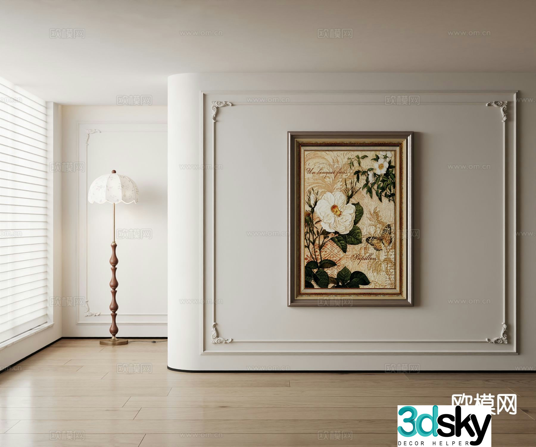 American decorative painting flower oil painting 3d model