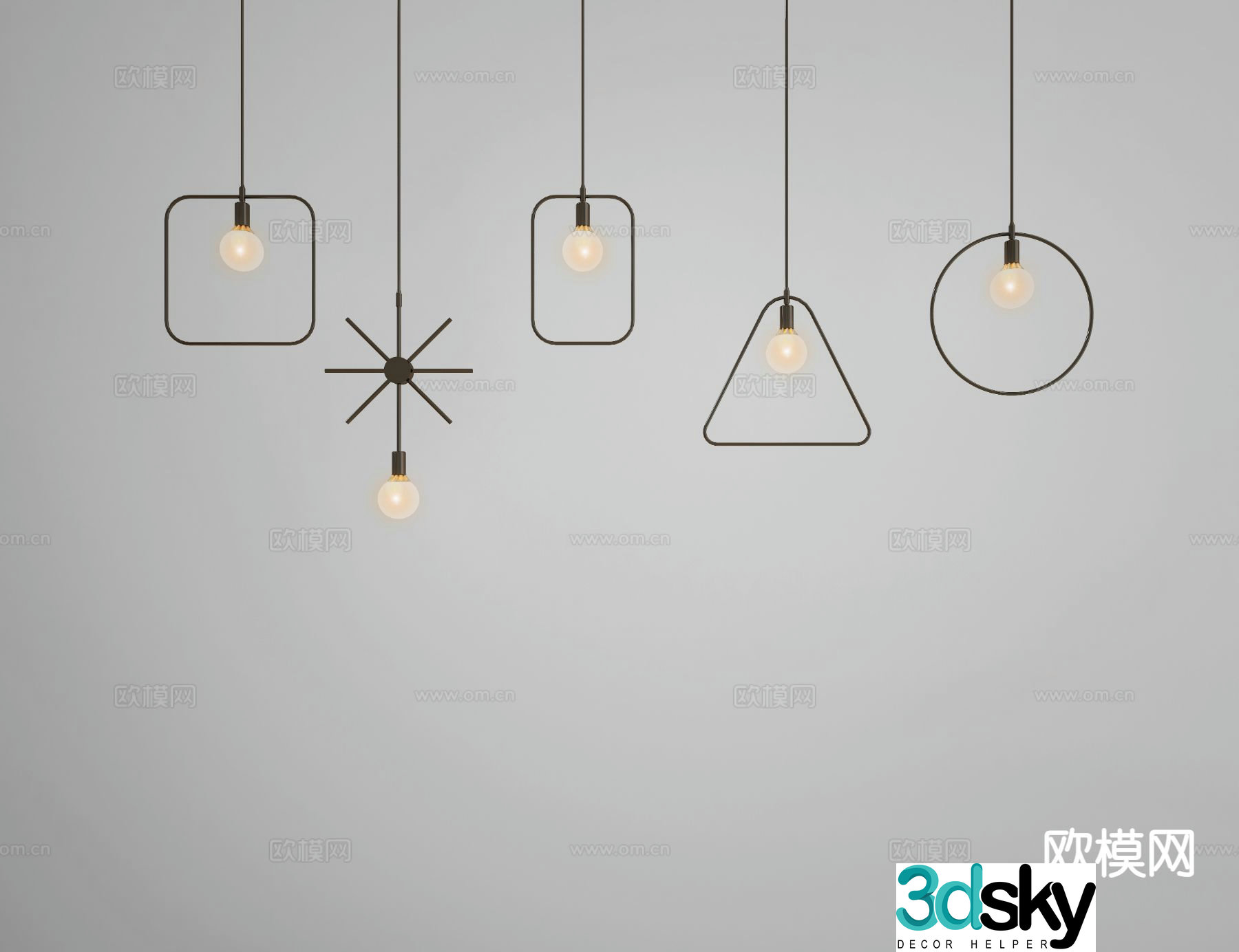 Modern minimalist chandelier 3d model