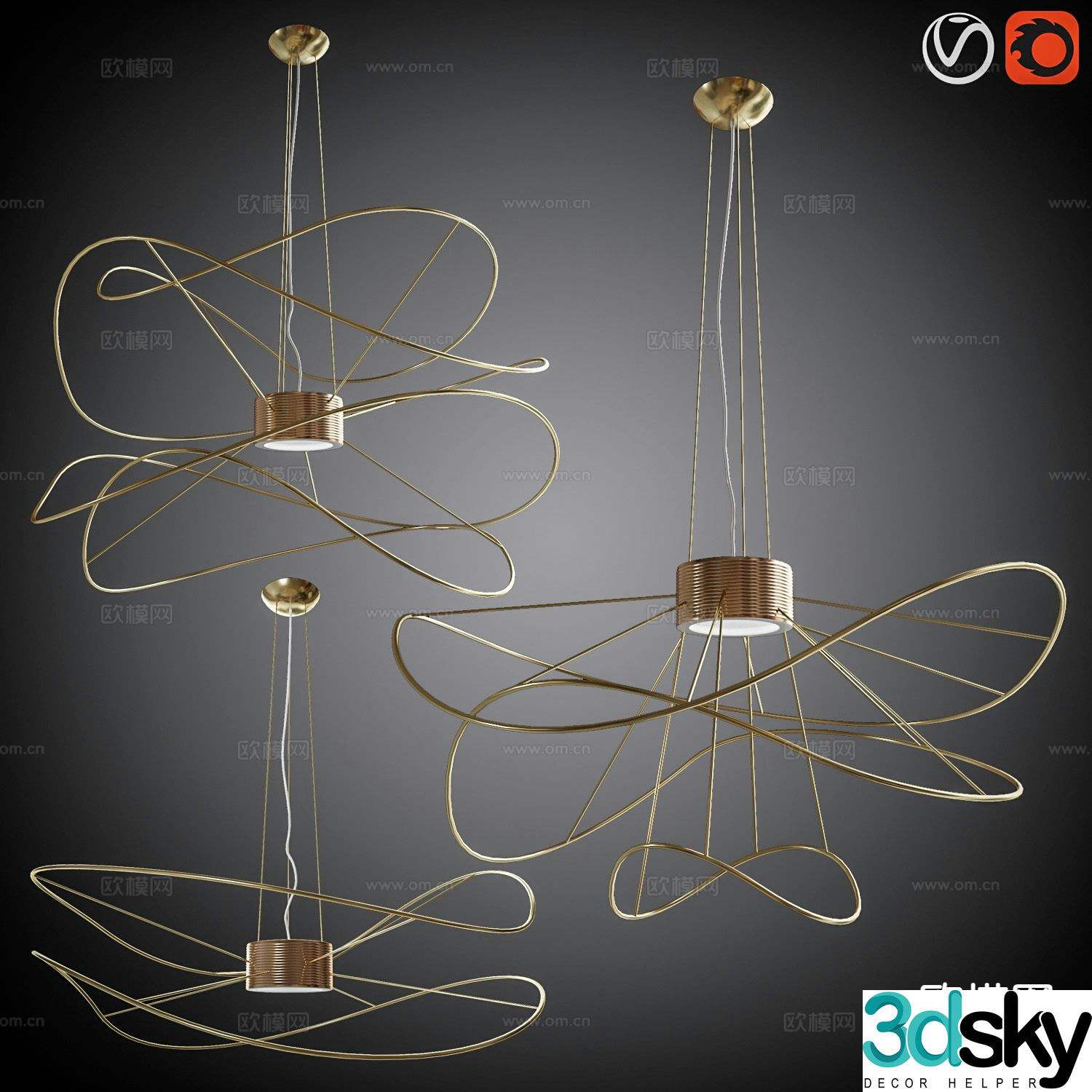 Light luxury chandelier creative chandelier 3d model