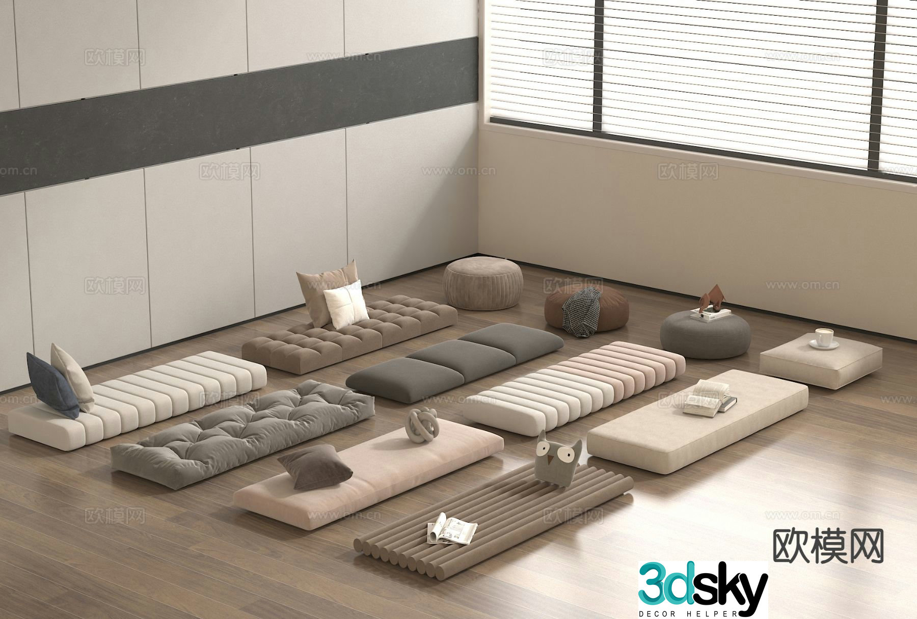 Cushion seat cushion bay window cushion sofa cushion 3d model