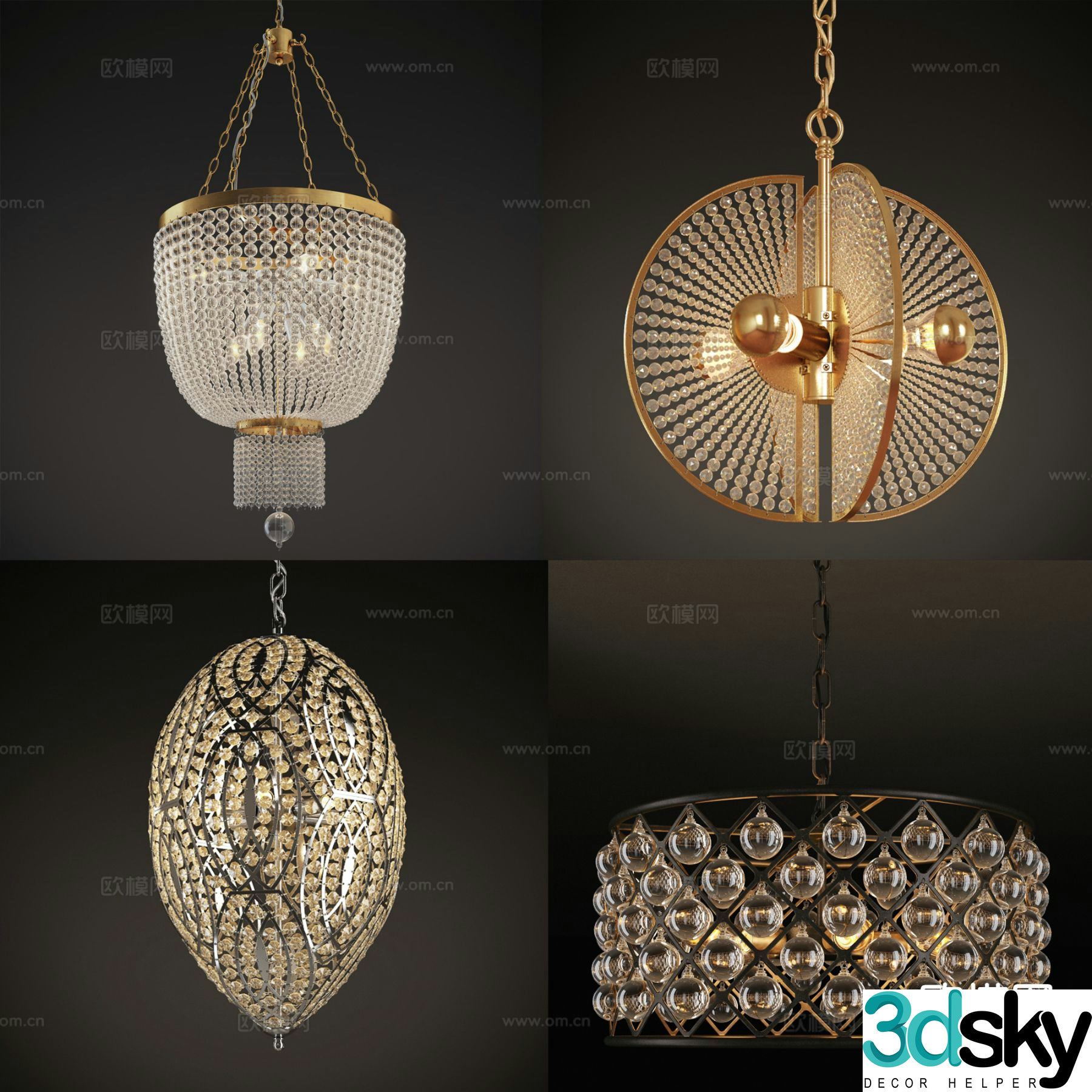 Crystal chandelier light luxury chandelier 3d model