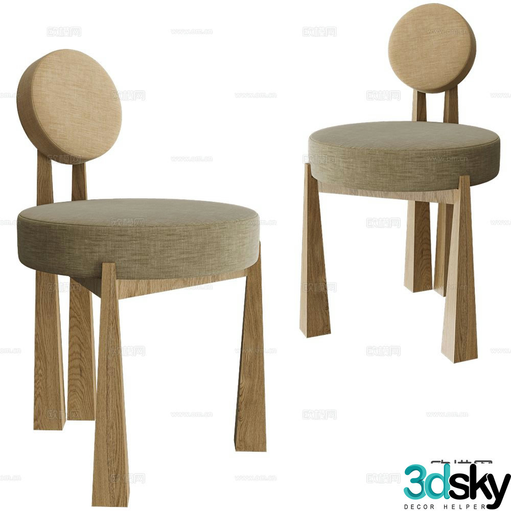 Modernature log style chair dining chair 3d model