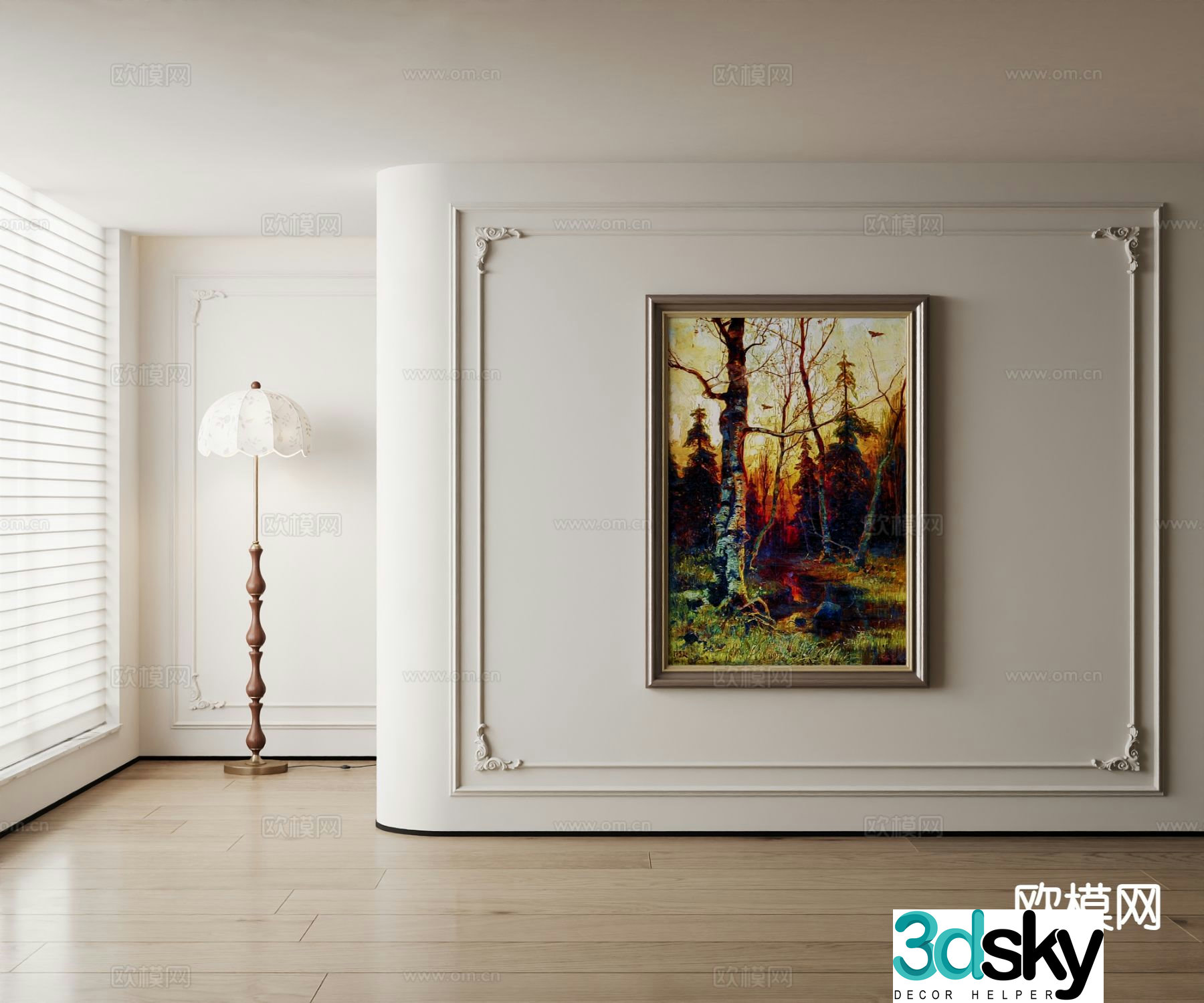 American decorative painting landscape painting oil painting 3d model