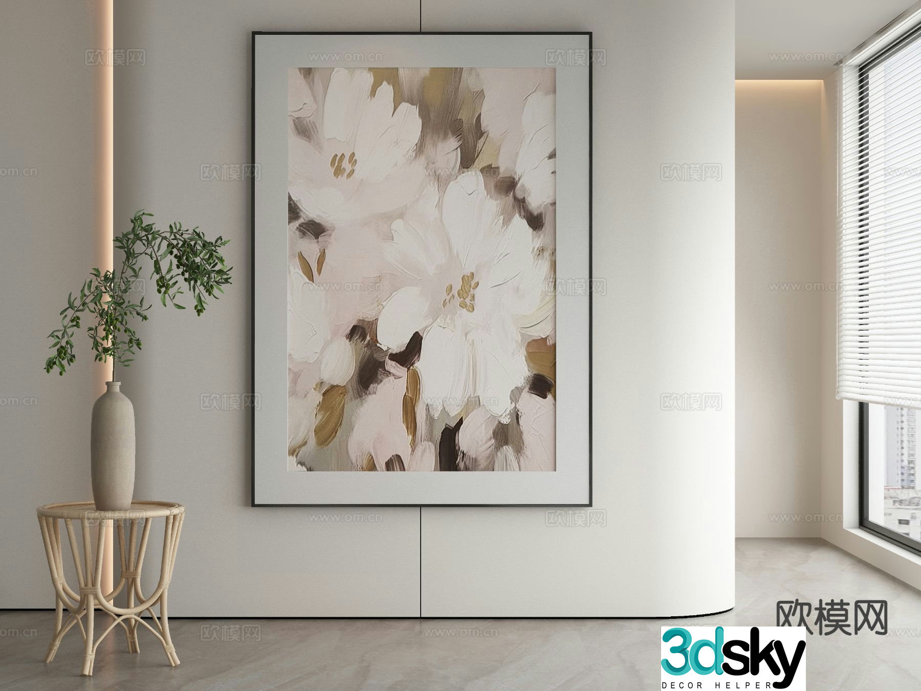 Modern flower oil painting decorative painting 3d model