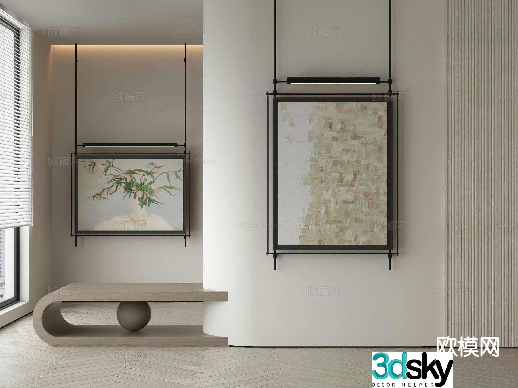 Modern decorative painting texture painting vase painting 3D model