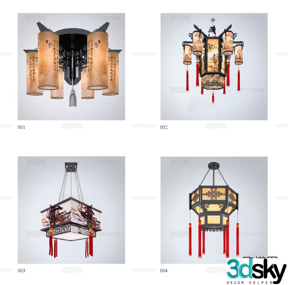 Chinese chandelier antique lamp palace lantern 3D model