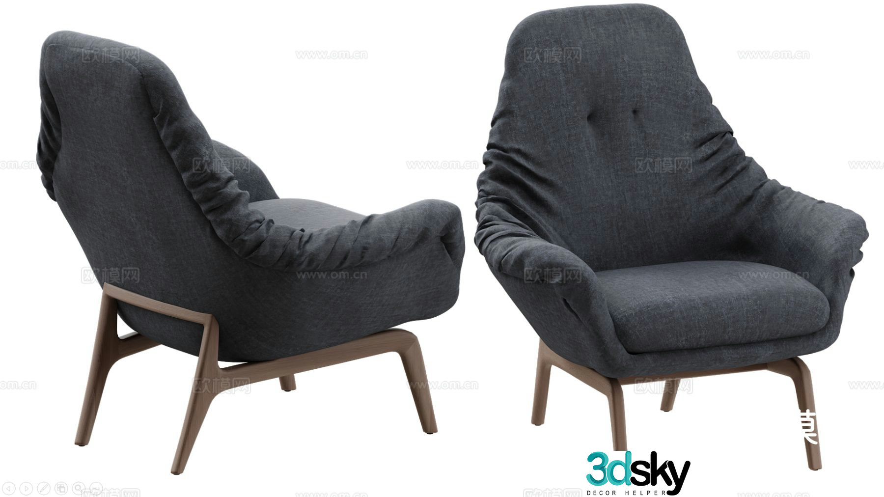 Italian leisure chair negotiation chair coffee chair 3d model
