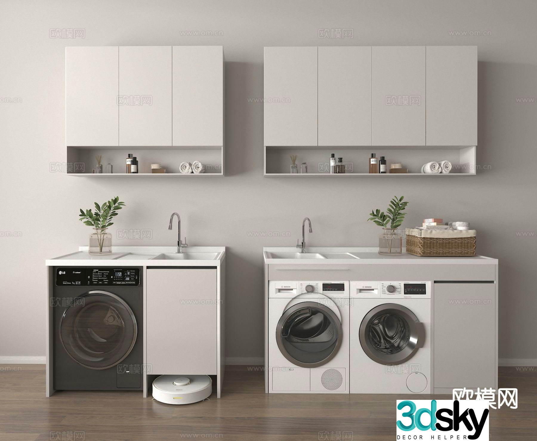 Modern washing machine cabinet balcony cabinet 3d model