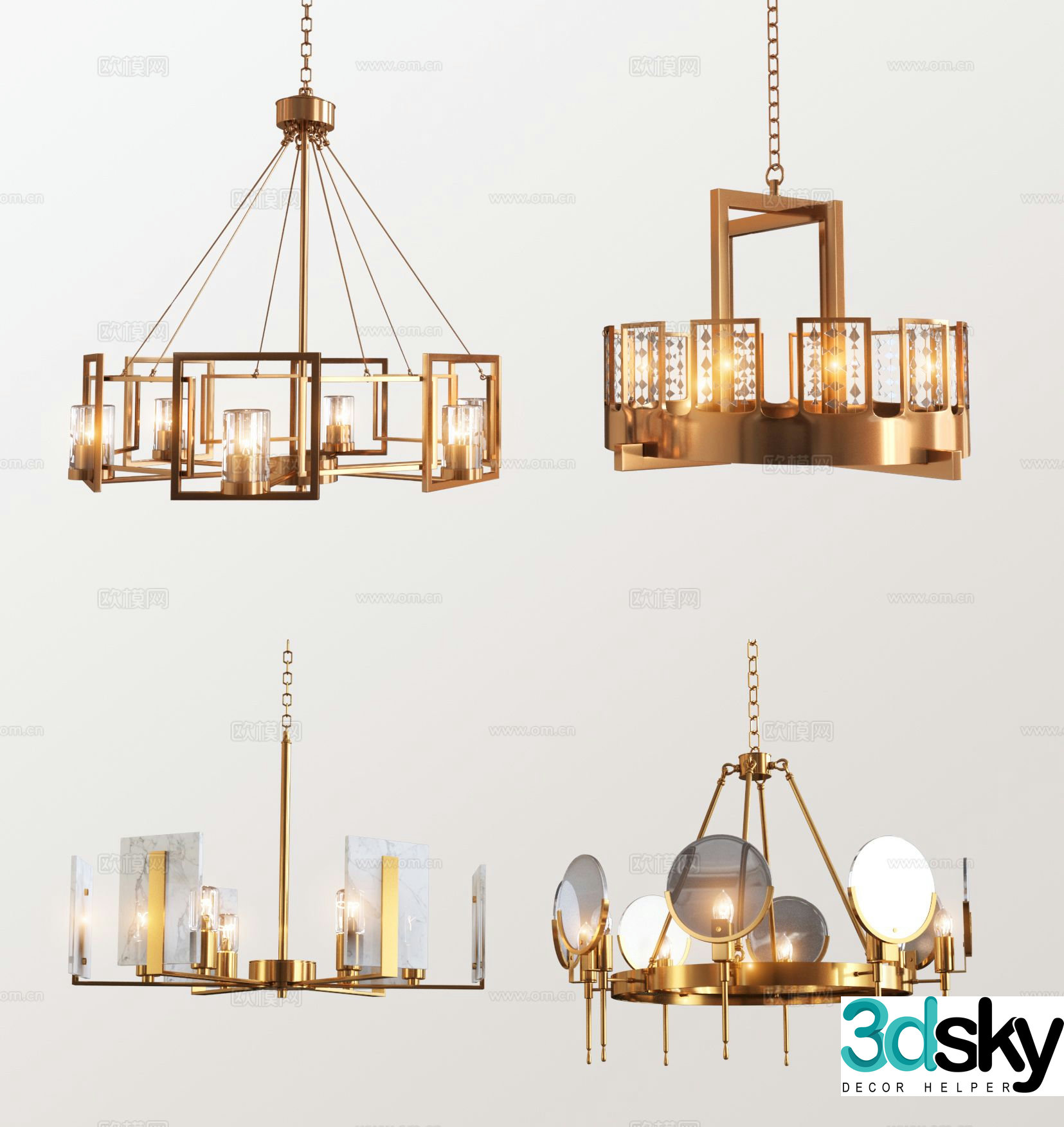 Modern metal chandelier ring chandelier 3d model