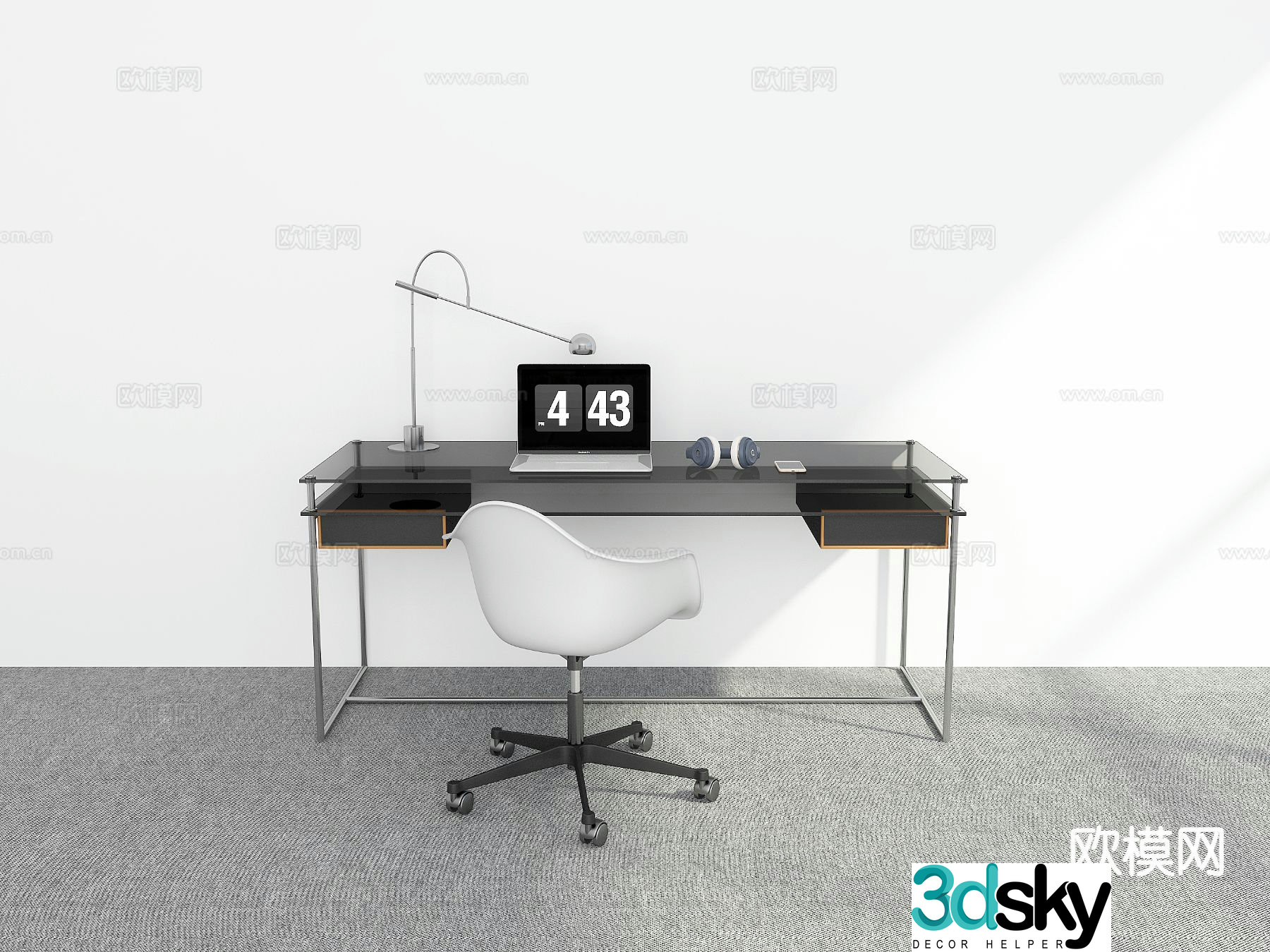 modern desk desk 3d model