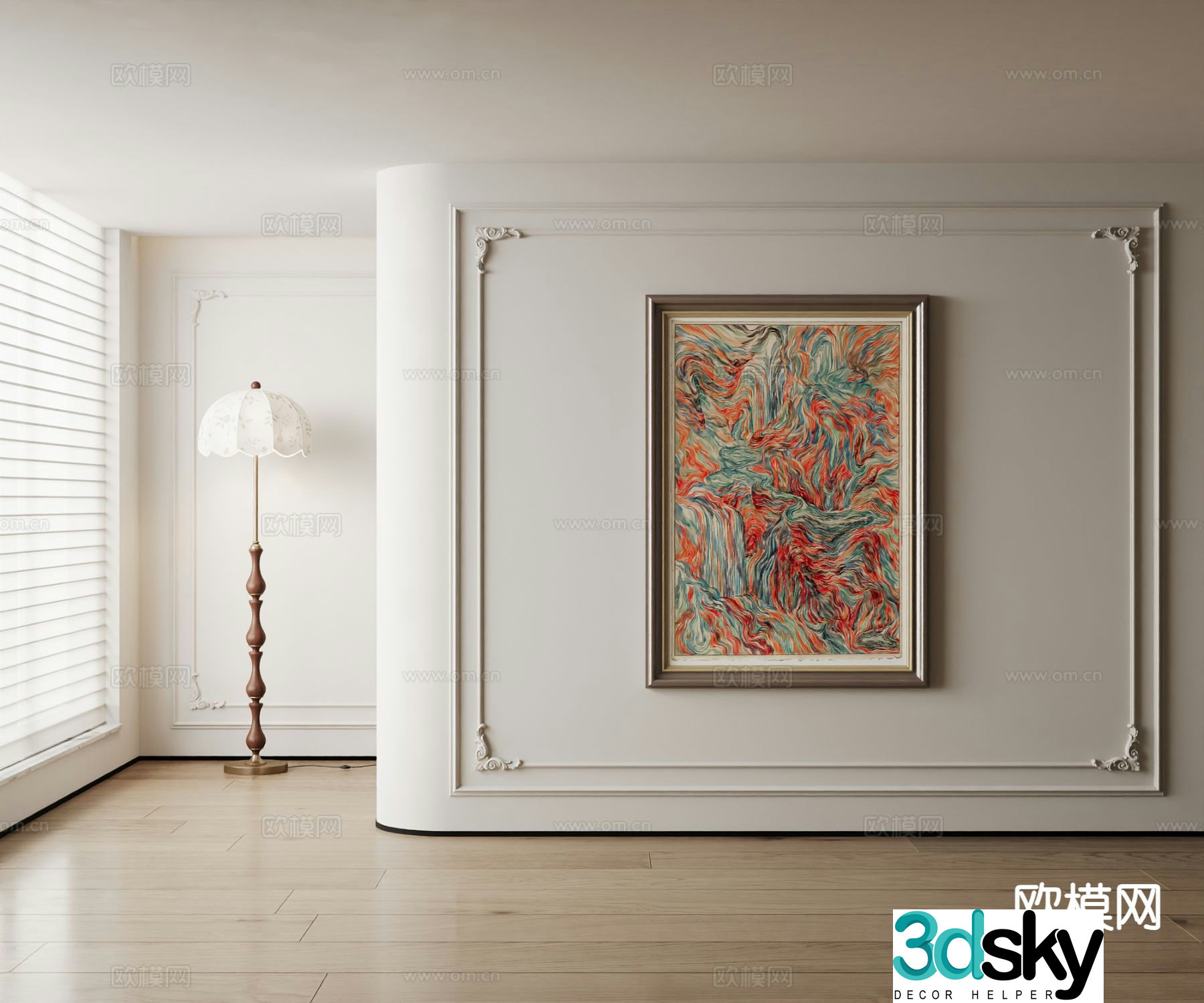 American decorative painting abstract oil painting 3d model