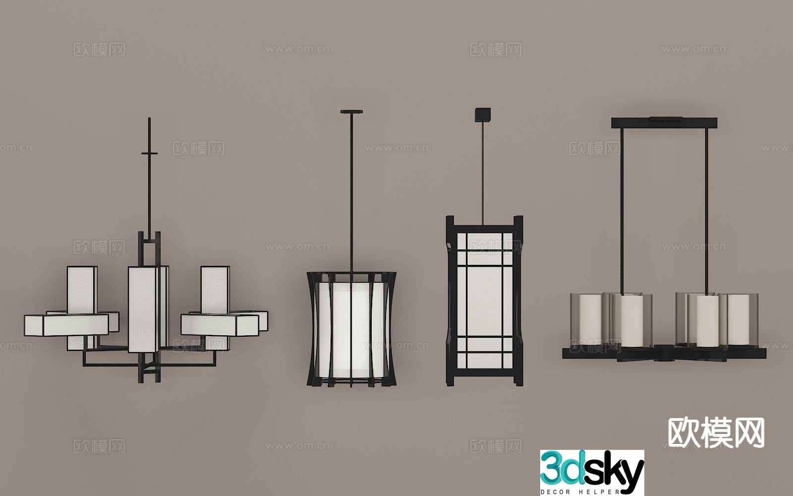 New Chinese style chandelier art lamp 3d model