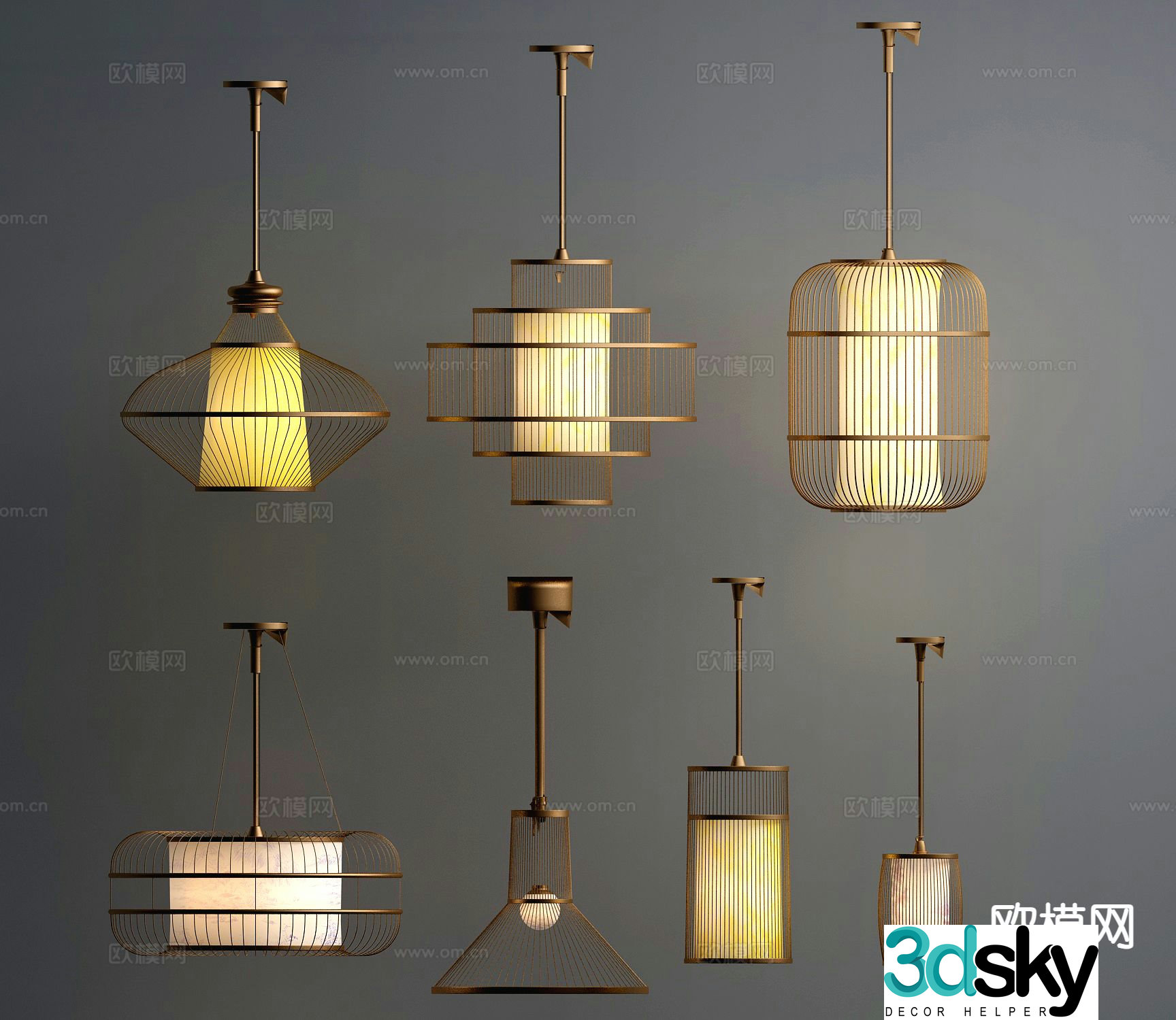 New Chinese style chandelier 3d model
