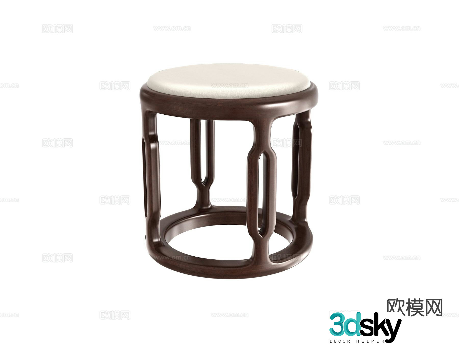 New Chinese style stool round stool makeup stool 3d model