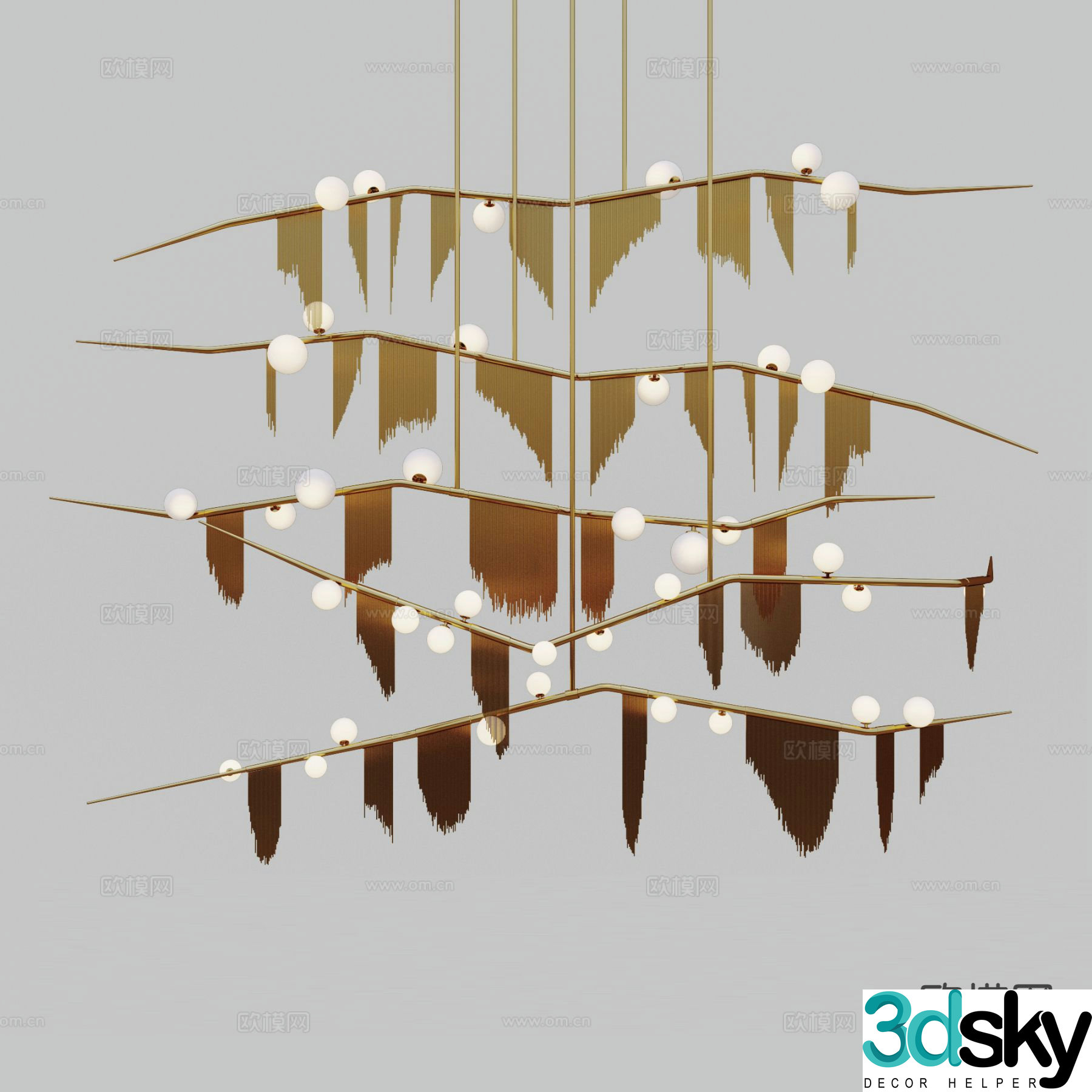 Modern metal chandelier 3d model