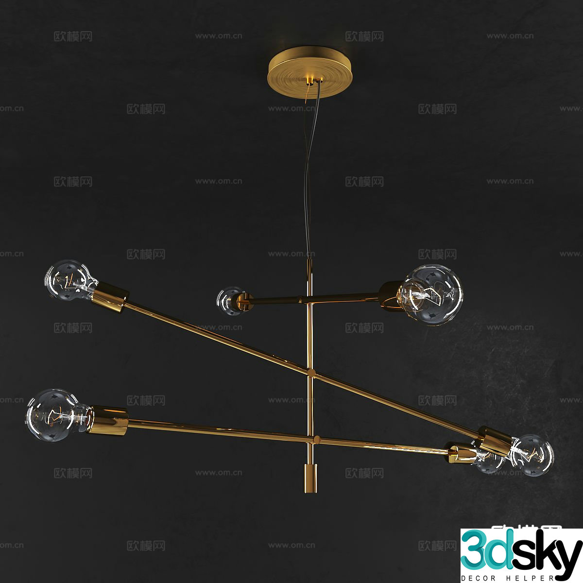 Light luxury chandelier glass chandelier 3d model