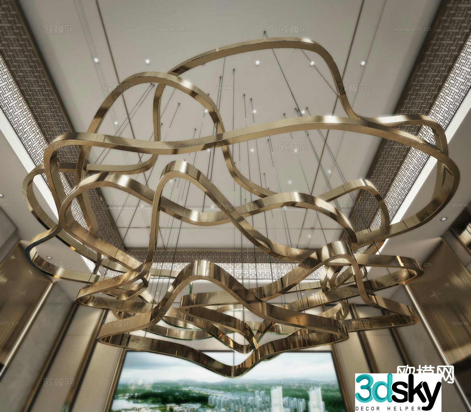 Modern metal chandelier ring chandelier 3d model