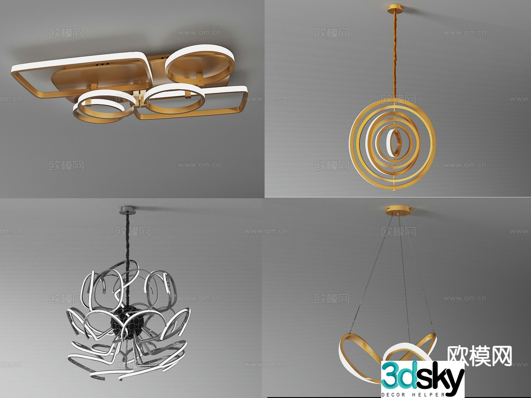 Light luxury metal chandelier metal chandelier 3d model