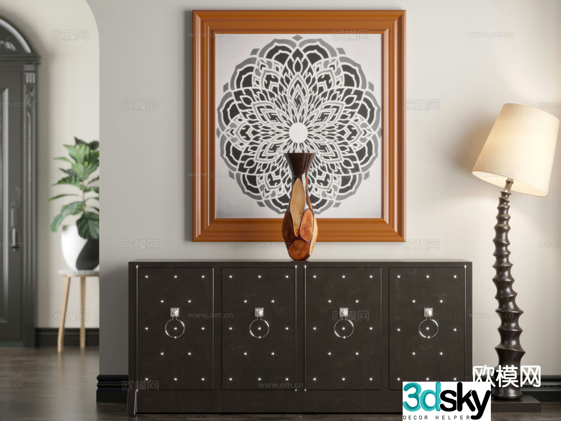 French side cabinet entrance cabinet 3d model