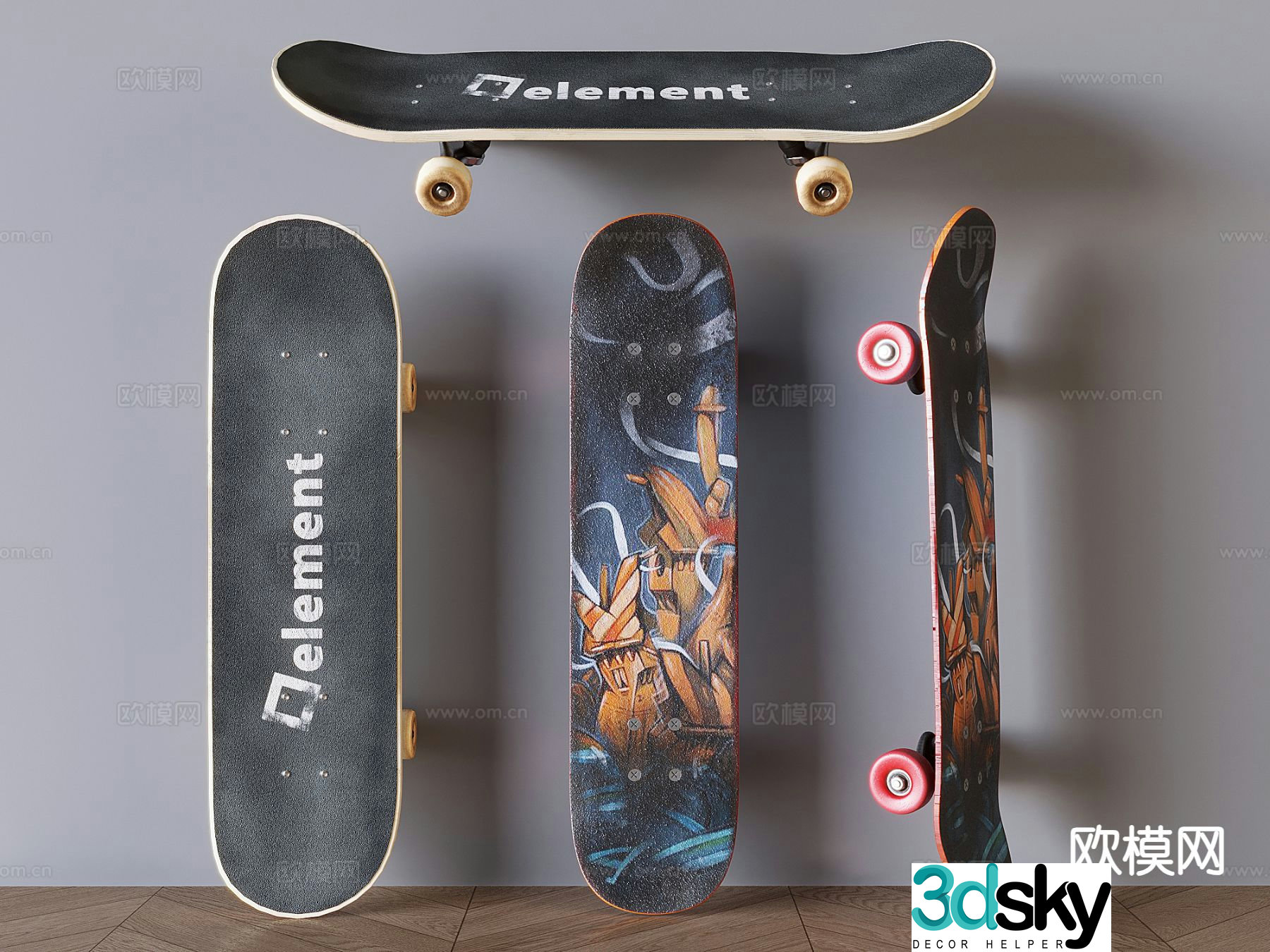 Graffiti Skateboard Hip Hop Culture Skateboard 3d Model