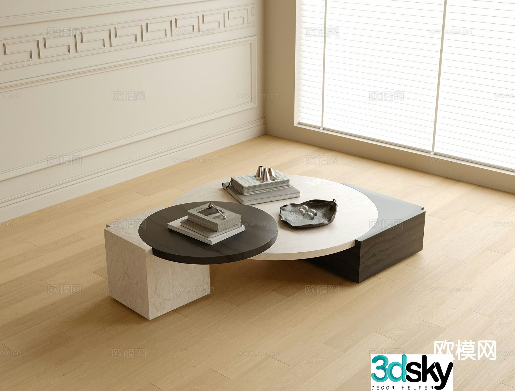 Modern double coffee table 3d model