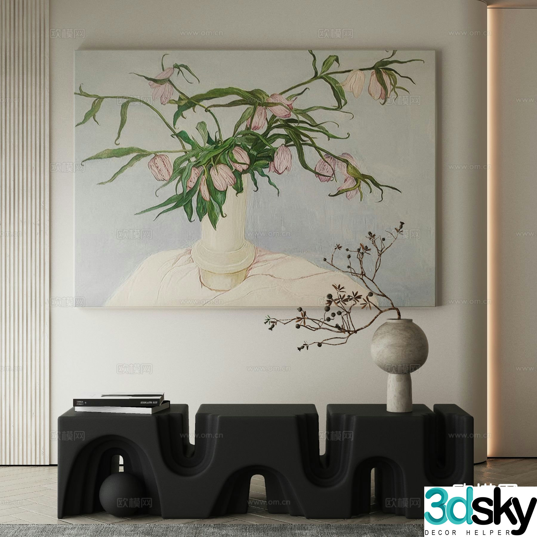 Modern decorative painting flower oil painting 3d model
