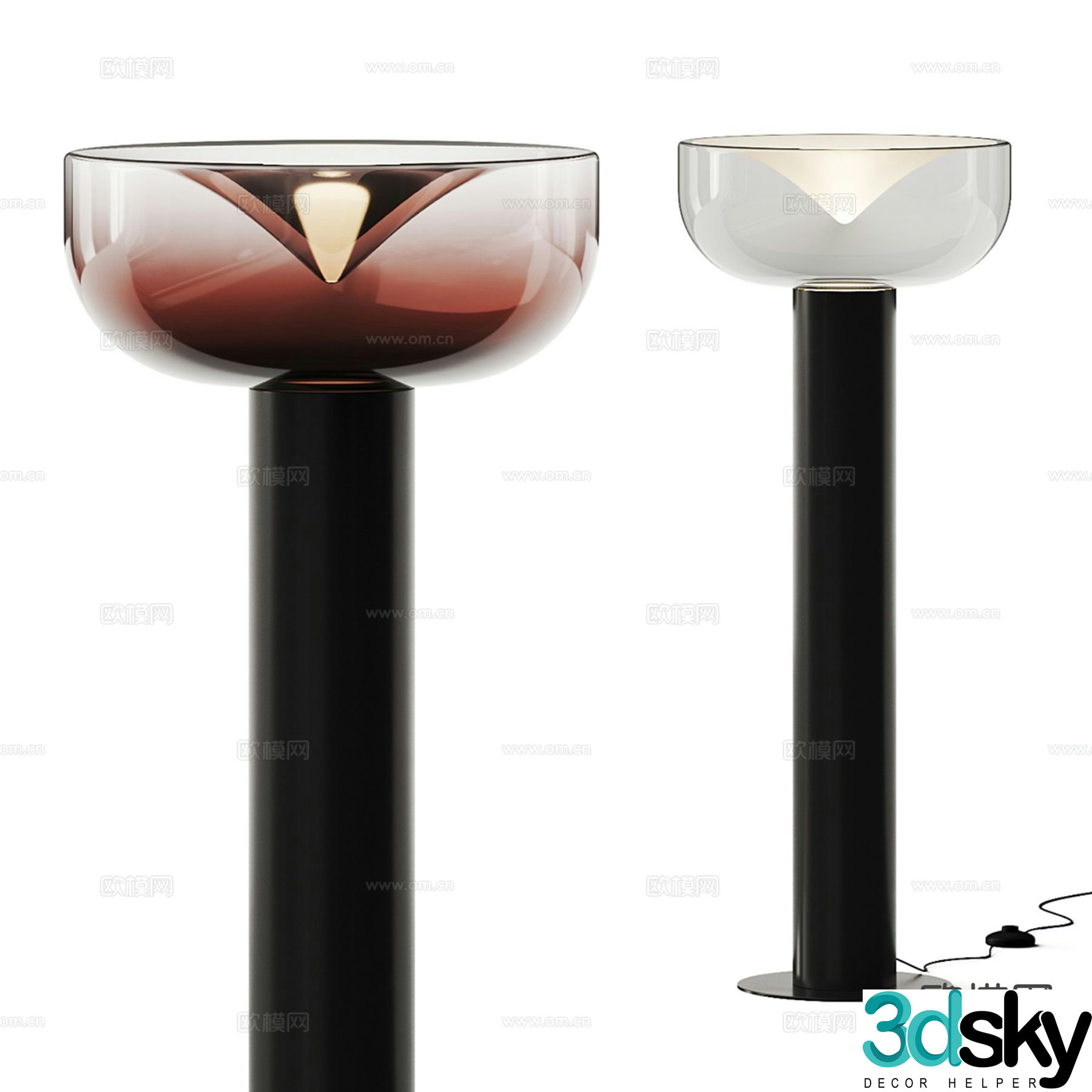 Italian glass floor lamp 3d model