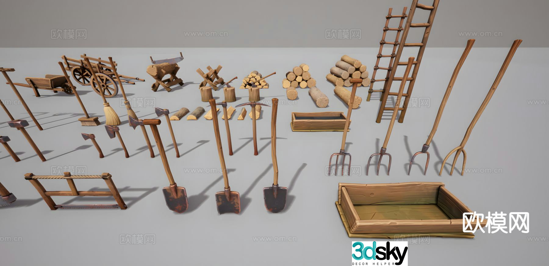 Chinese farm tools sketch 3D model