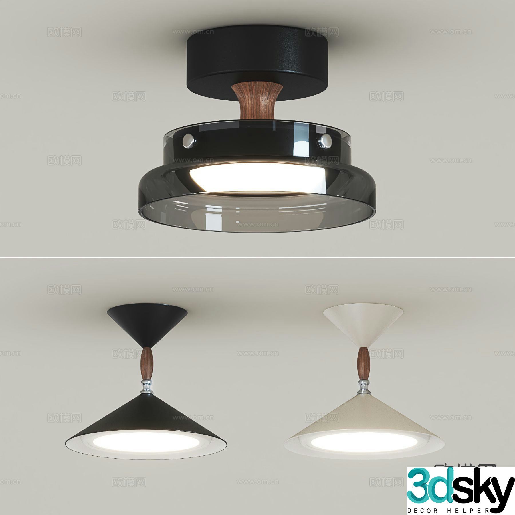 Medieval style ceiling lamp Bauhaus ceiling lamp 3D model