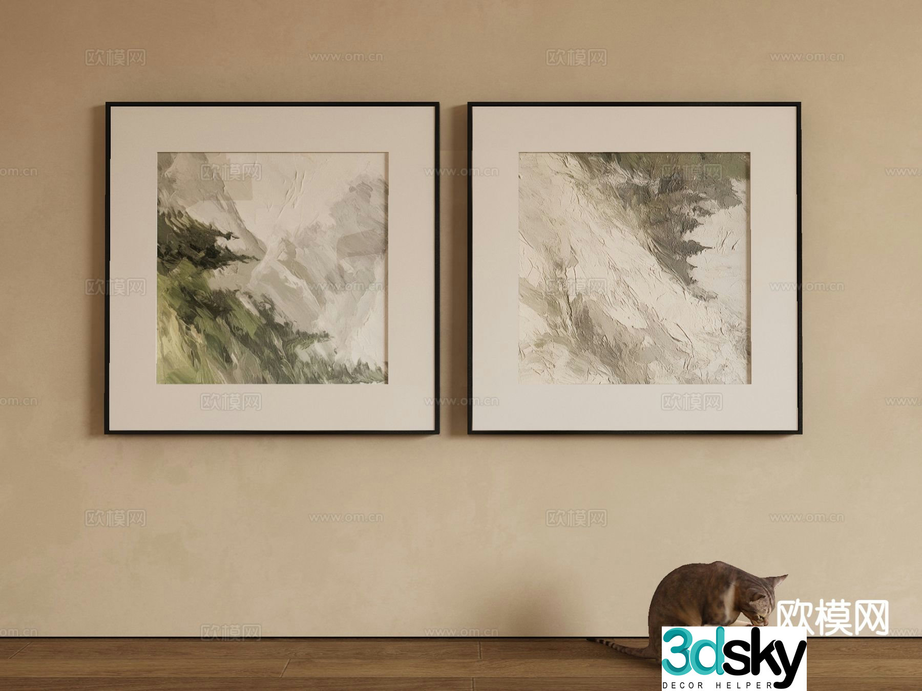 Modern decorative painting oil painting abstract painting 3d model