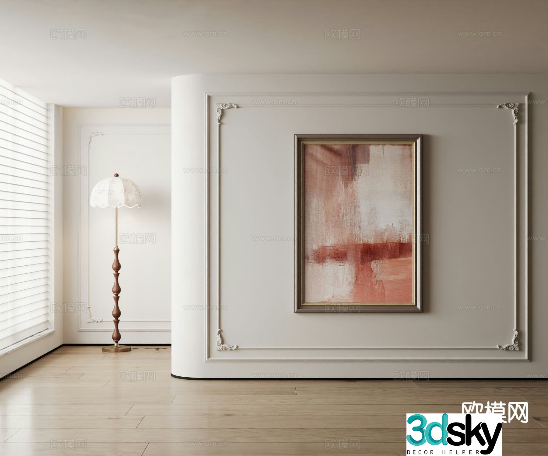 American decorative painting gradient hanging painting 3d model