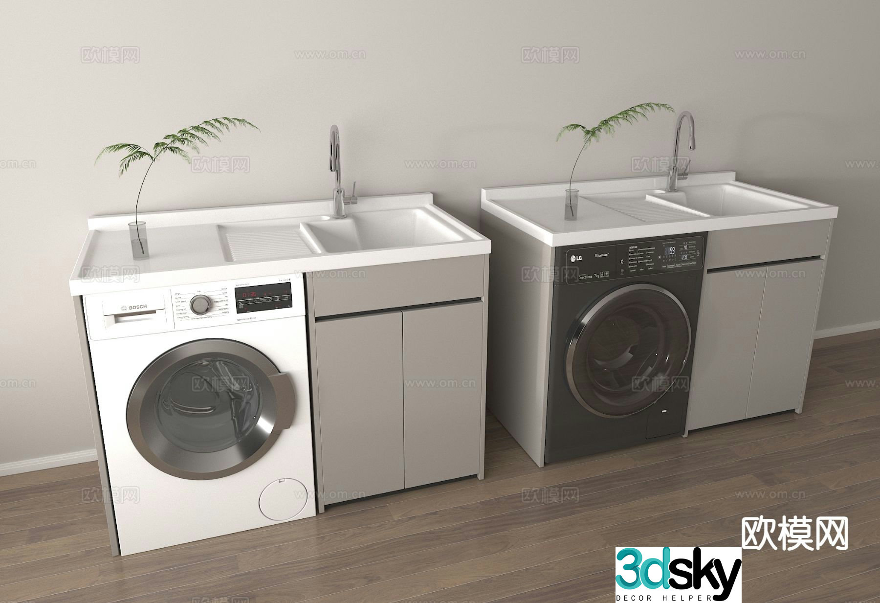 Modern washing machine cabinet balcony cabinet 3d model