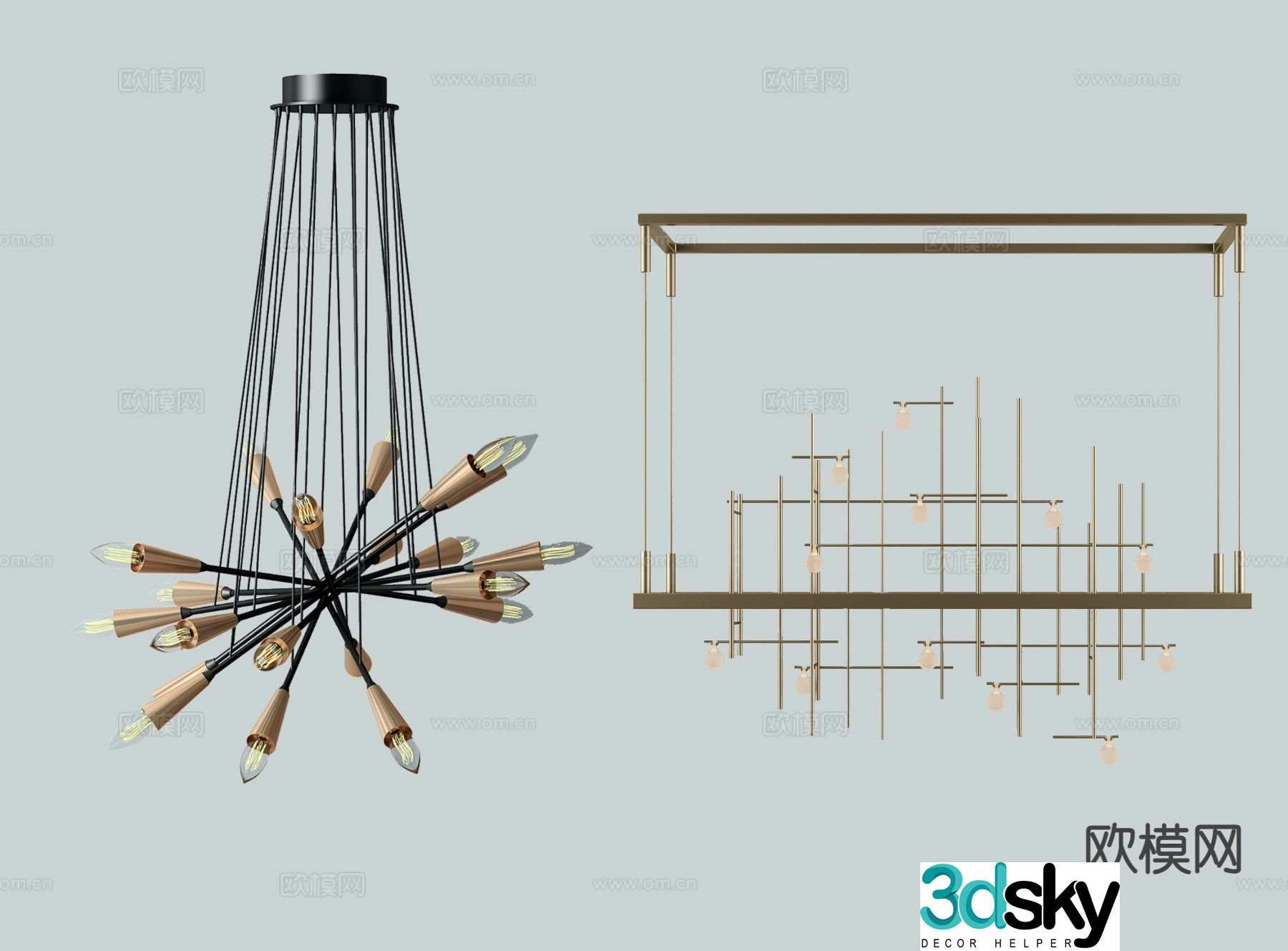 Modern metal chandelier hall chandelier 3d model