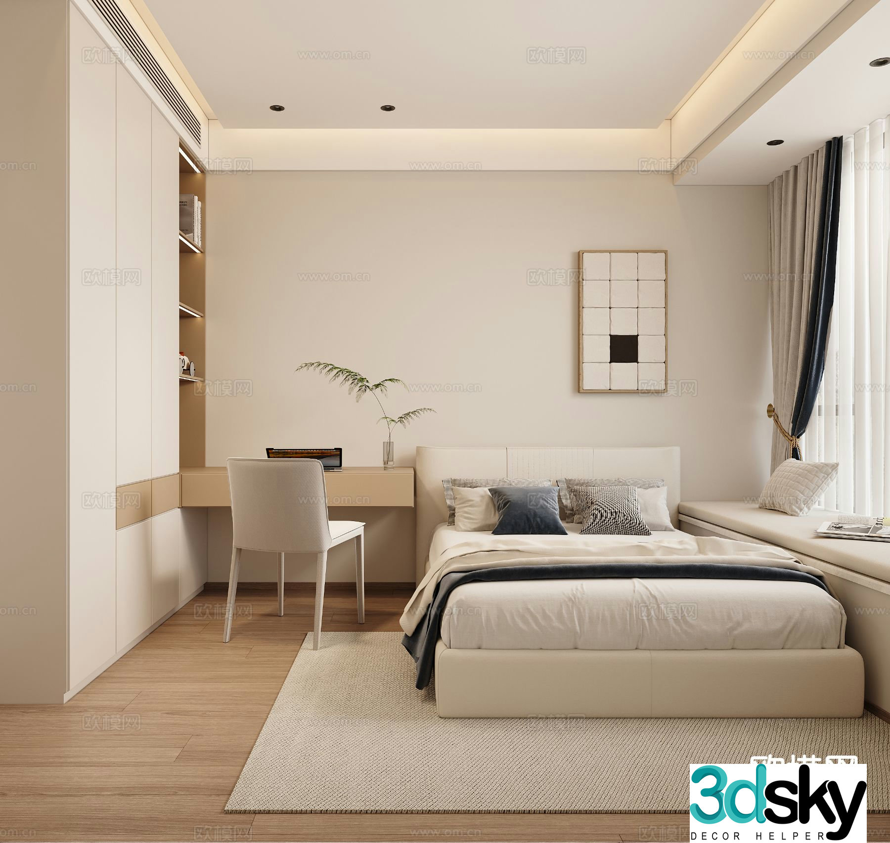 Modern tatami bedroom 3d model