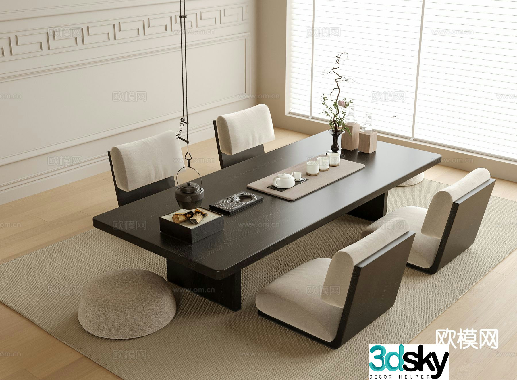 New Chinese Tatami Tea Table Tea Table 3D Model
